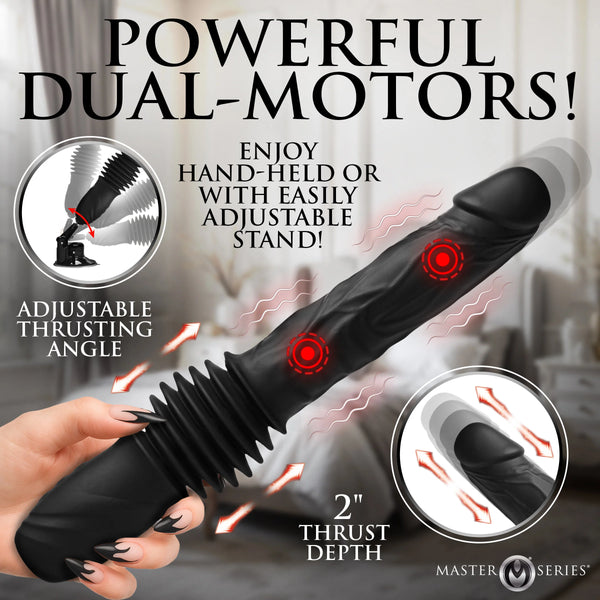 Double Pounder Silicone Rechargeable Vibrating Dildo Thruster with Remote
