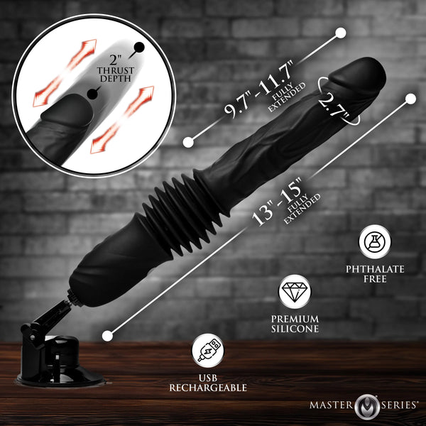 Double Pounder Silicone Rechargeable Vibrating Dildo Thruster with Remote