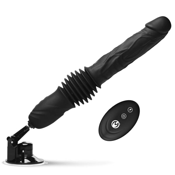 Double Pounder Silicone Rechargeable Vibrating Dildo Thruster with Remote