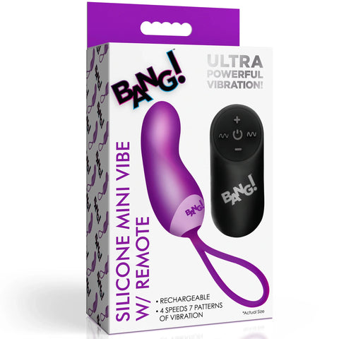 Rechargeable Silicone Mini Vibe with Remote - Purple