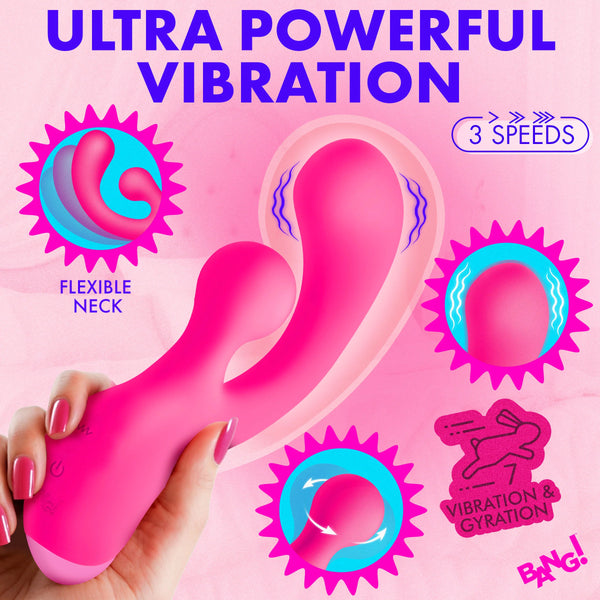 Gyro Rabbit Rechargeable Silicone Vibrator - Pink
