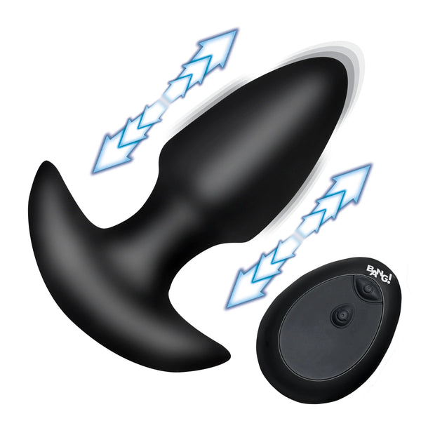 Thrusting & Vibrating Remote Controlled Silicone Rechargeable Butt Plug - Black