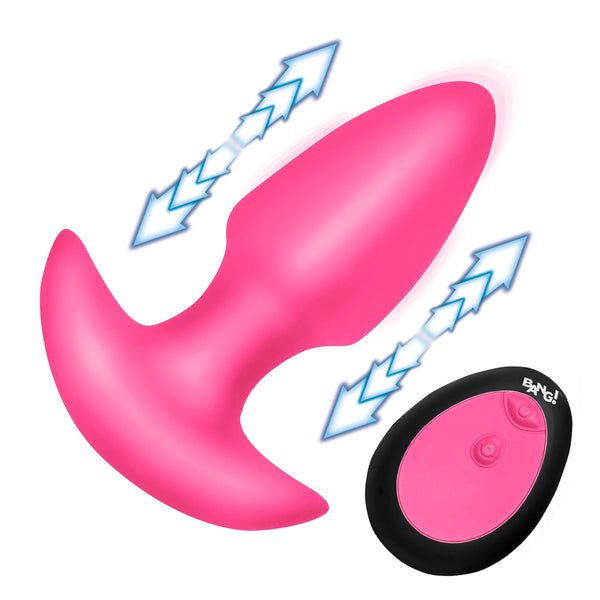 Thrusting & Vibrating Remote Controlled Silicone Rechargeable Butt Plug - Pink