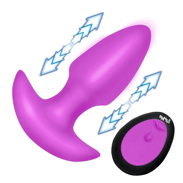 Thrusting & Vibrating Remote Controlled Silicone Rechargeable Butt Plug - Purple