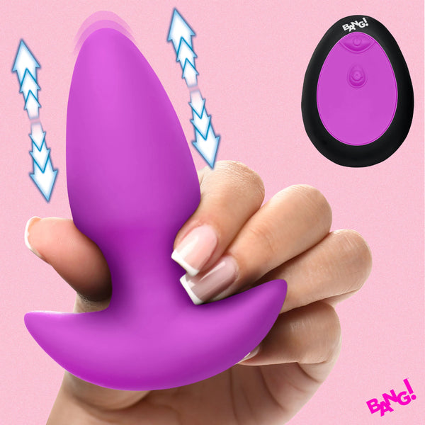 Thrusting & Vibrating Remote Controlled Silicone Rechargeable Butt Plug - Purple