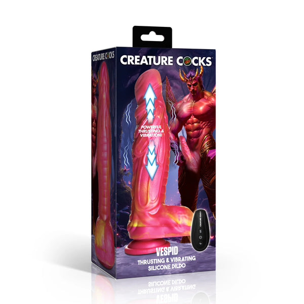 Vespid Thrusting & Vibrating Silicone Dildo with Remote