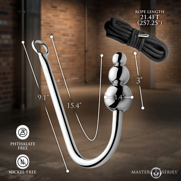 Roped Beaded Anal Hook with Rope