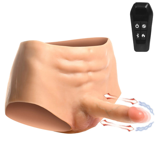 Power Briefs Thrusting & Vibrating Silicone Penis Panties with Remote