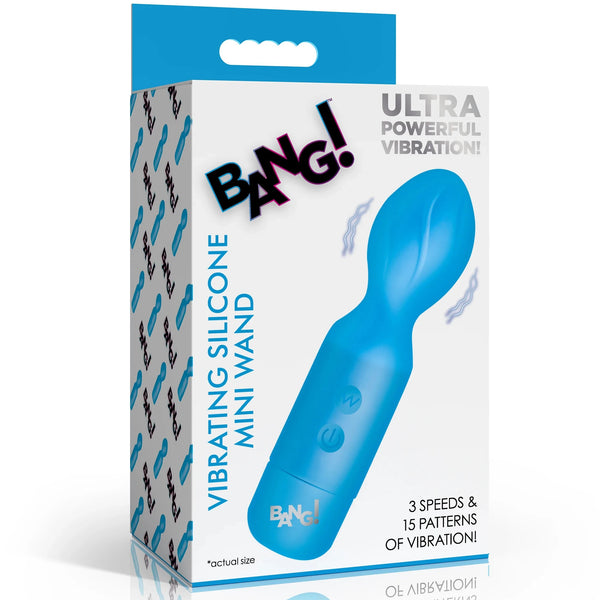 18X Vibrating Silicone Rechargeable Mini Wand - Blue