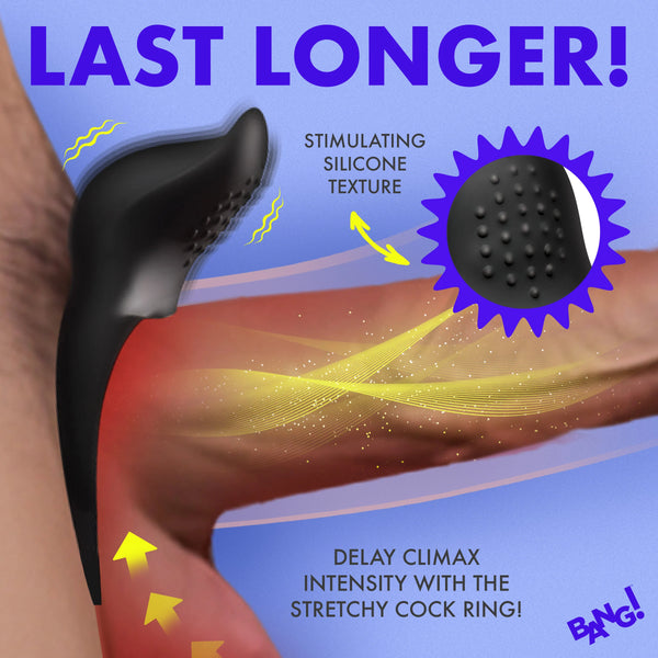 Rechargeable Vibrating Silicone Cock Ring - Black