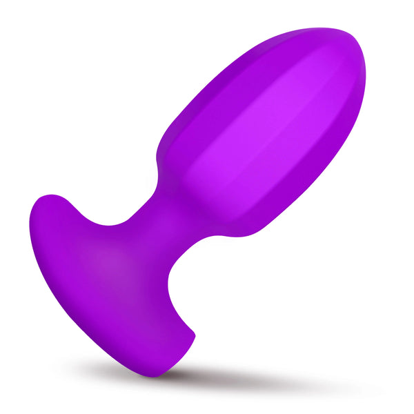 Ribbed Rechargeable Vibrating Silicone Butt Plug - Purple