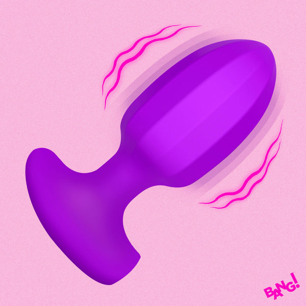 Ribbed Rechargeable Vibrating Silicone Butt Plug - Purple