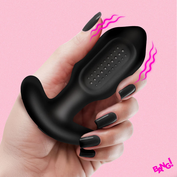 Bumpy Rechargeable Vibrating Silicone Butt Plug - Black