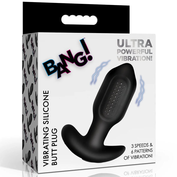 Bumpy Rechargeable Vibrating Silicone Butt Plug - Black