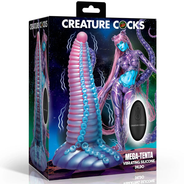 Mega-Tenta Vibrating Silicone Dildo with Remote