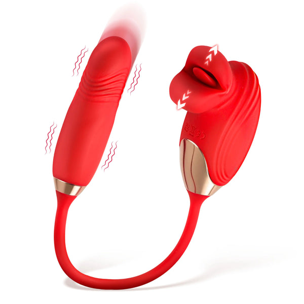 Bliss Kiss Rechargeable Kissing Clitoral Stimulator with Thrusting Vibrator