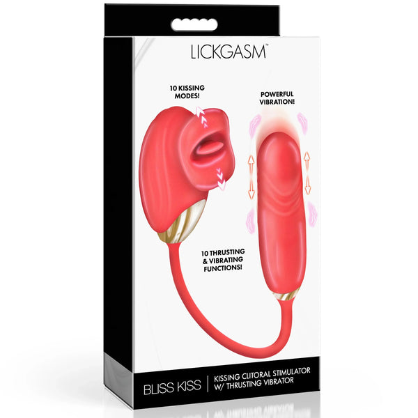 Bliss Kiss Rechargeable Kissing Clitoral Stimulator with Thrusting Vibrator
