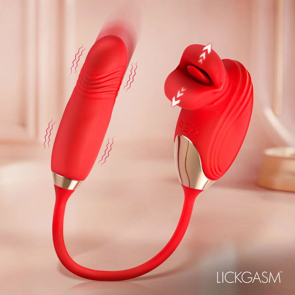 Bliss Kiss Rechargeable Kissing Clitoral Stimulator with Thrusting Vibrator