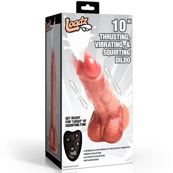 10" Thrusting, Vibrating, & Squirting Rechargeable Dildo with Remote Control