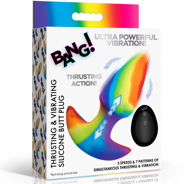 Thrusting & Vibrating Remote Controlled Rechargeable Silicone Butt Plug