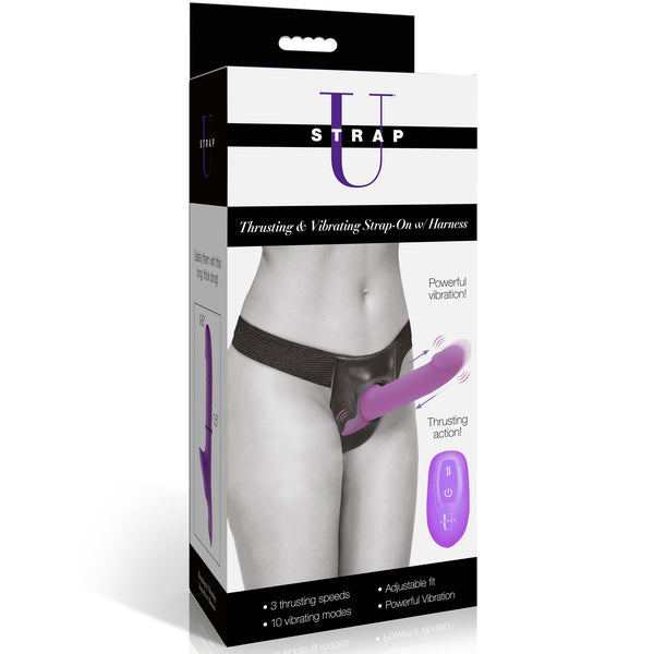 Thrusting & Vibrating Strap-On with Harness & Remote