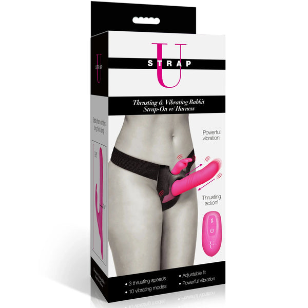 Thrusting & Vibrating Rabbit Strap-On with Harness & Remote