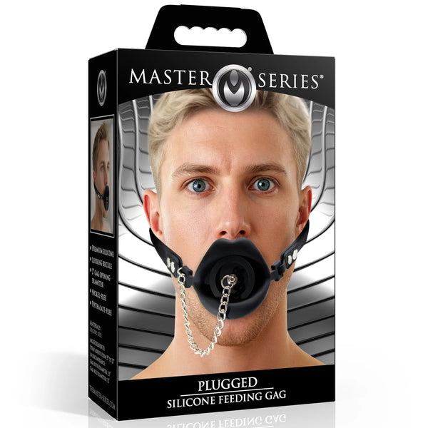 Plugged Silicone Feeding Gag - Black