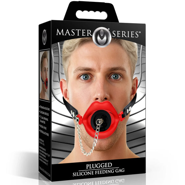 Plugged Silicone Feeding Gag - Red
