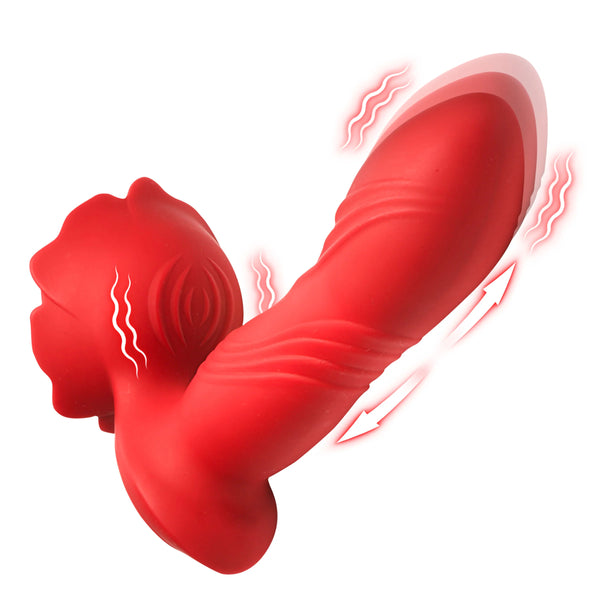 Rose Thrust Rechargeable Thrusting Silicone Vibrator
