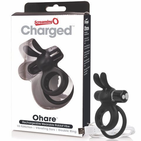 Charged OHare Rechargeable Double Cock Ring - Black