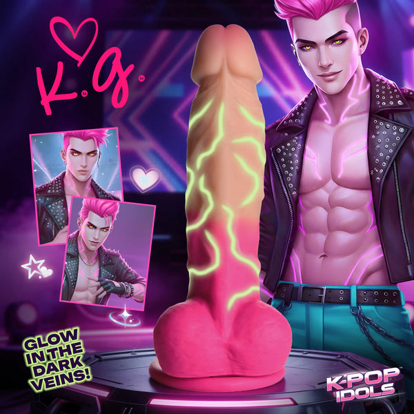 K.G. 7.3" Glowing Veins Silicone Dildo with Balls