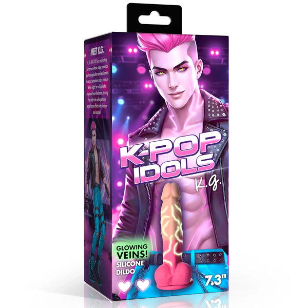 K.G. 7.3" Glowing Veins Silicone Dildo with Balls