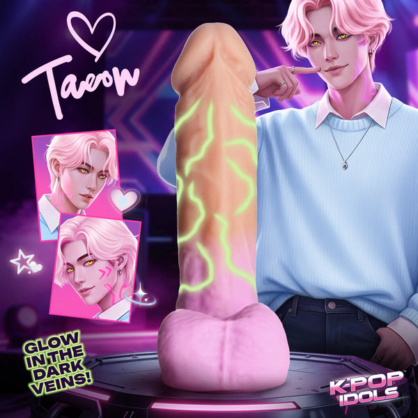 Taeon 7.1" Glowing Veins Silicone Dildo with Balls