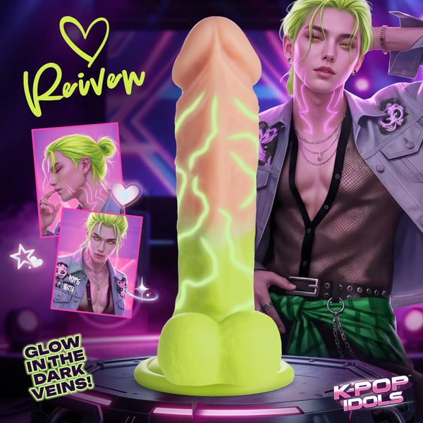 Reiven 6.5" Glowing Veins Silicone Dildo with Balls