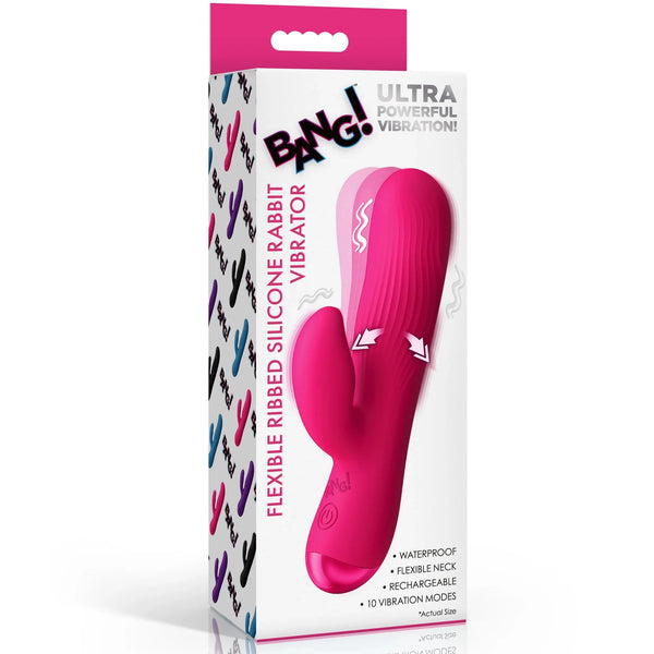 Flexible Ribbed Rechargeable Silicone Rabbit Vibrator