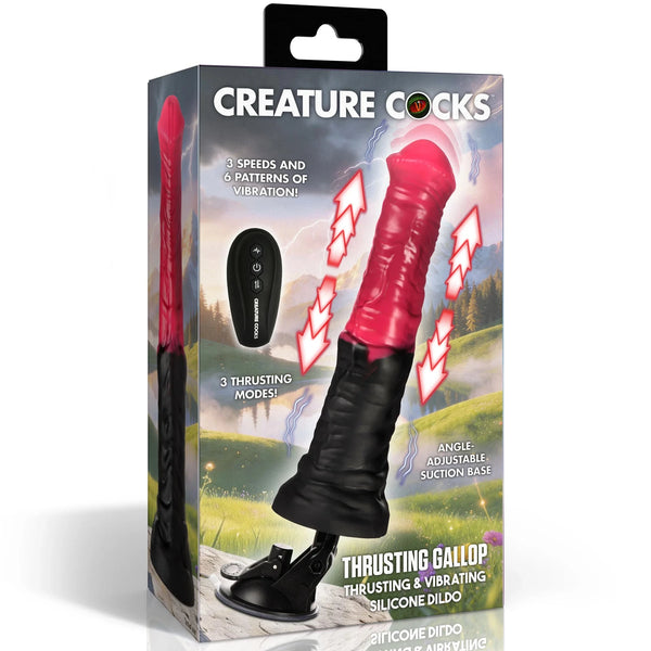 Thrusting Gallop Thrusting & Vibrating Silicone Dildo