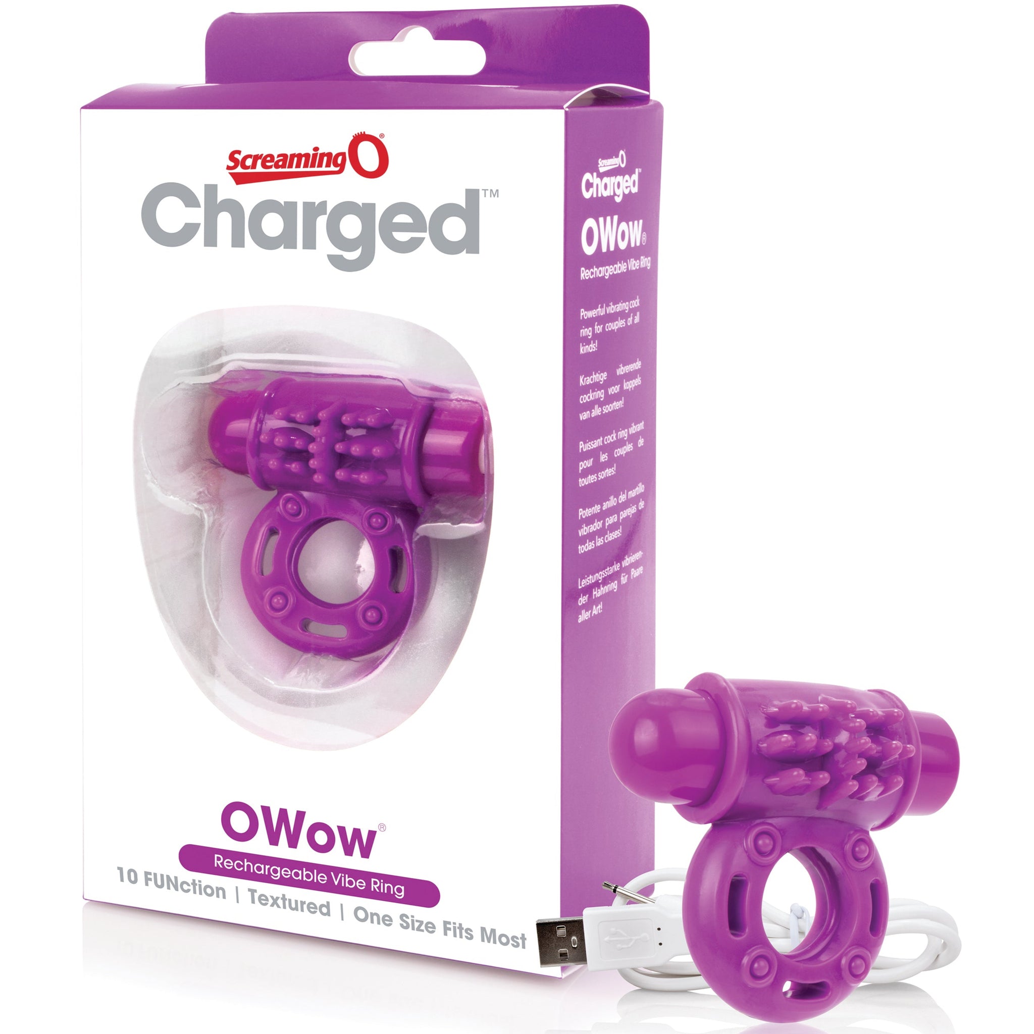 Charged OWow Rechargeable Cock Ring - Purple