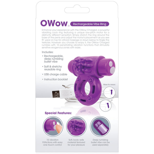 Charged OWow Rechargeable Cock Ring - Purple