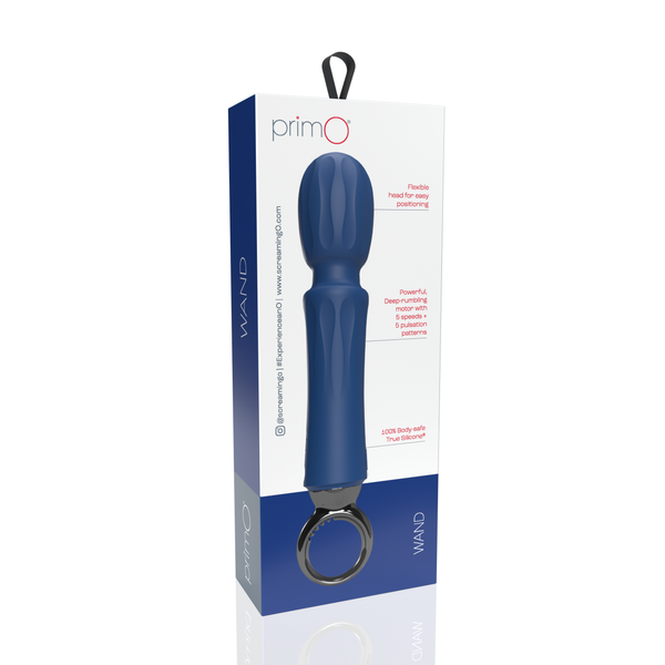 PrimO Wand Rechargeable Silicone Vibrator - Blueberry