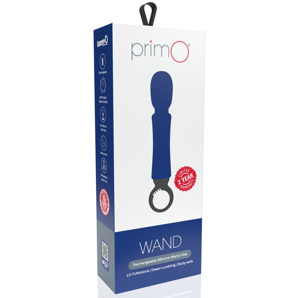 PrimO Wand Rechargeable Silicone Vibrator - Blueberry