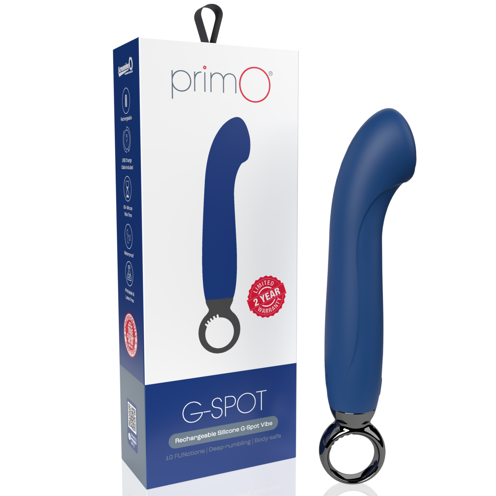 PrimO G-Spot Rechargeable Silicone Vibrator - Blueberry