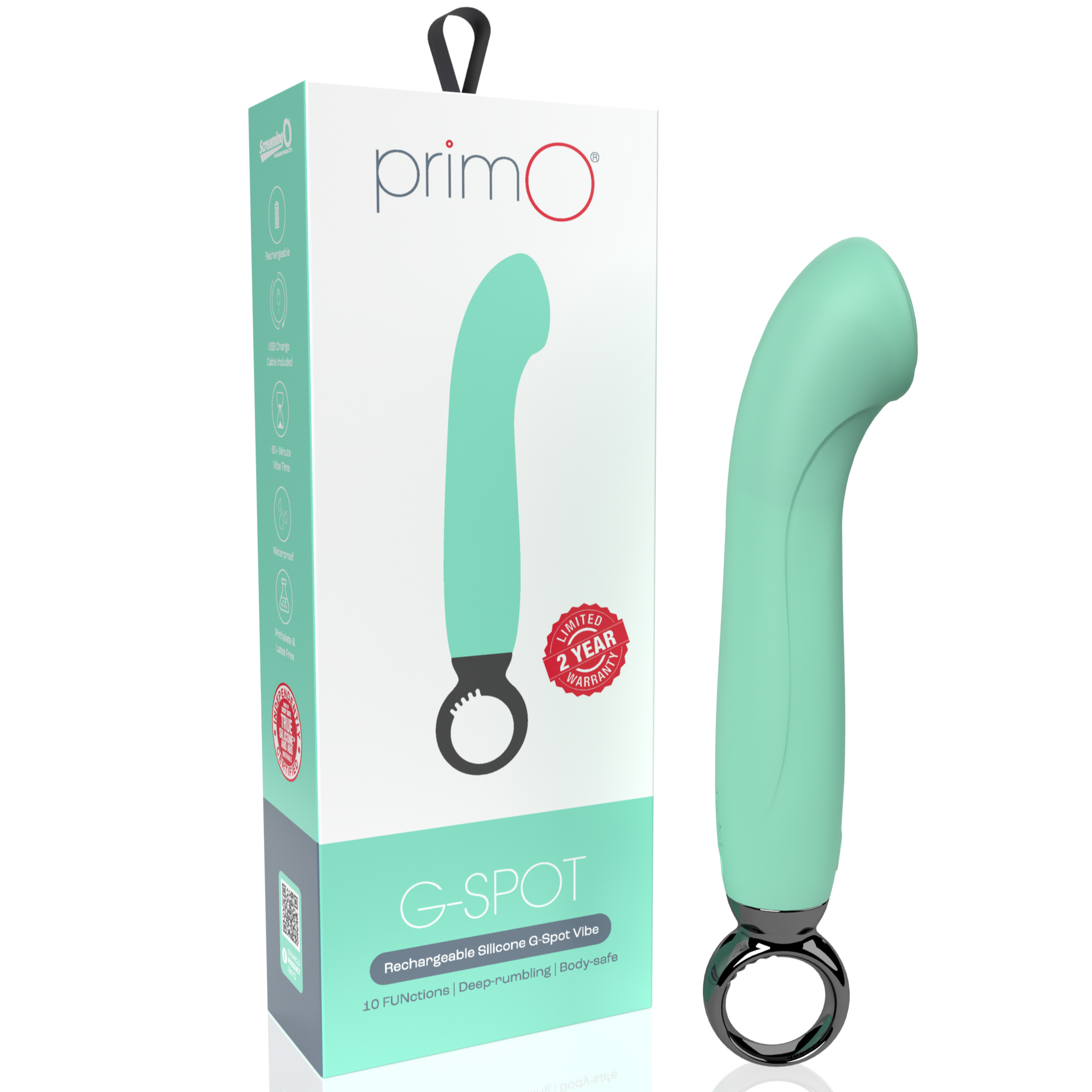 PrimO G-Spot Rechargeable Silicone Vibrator - Kiwi