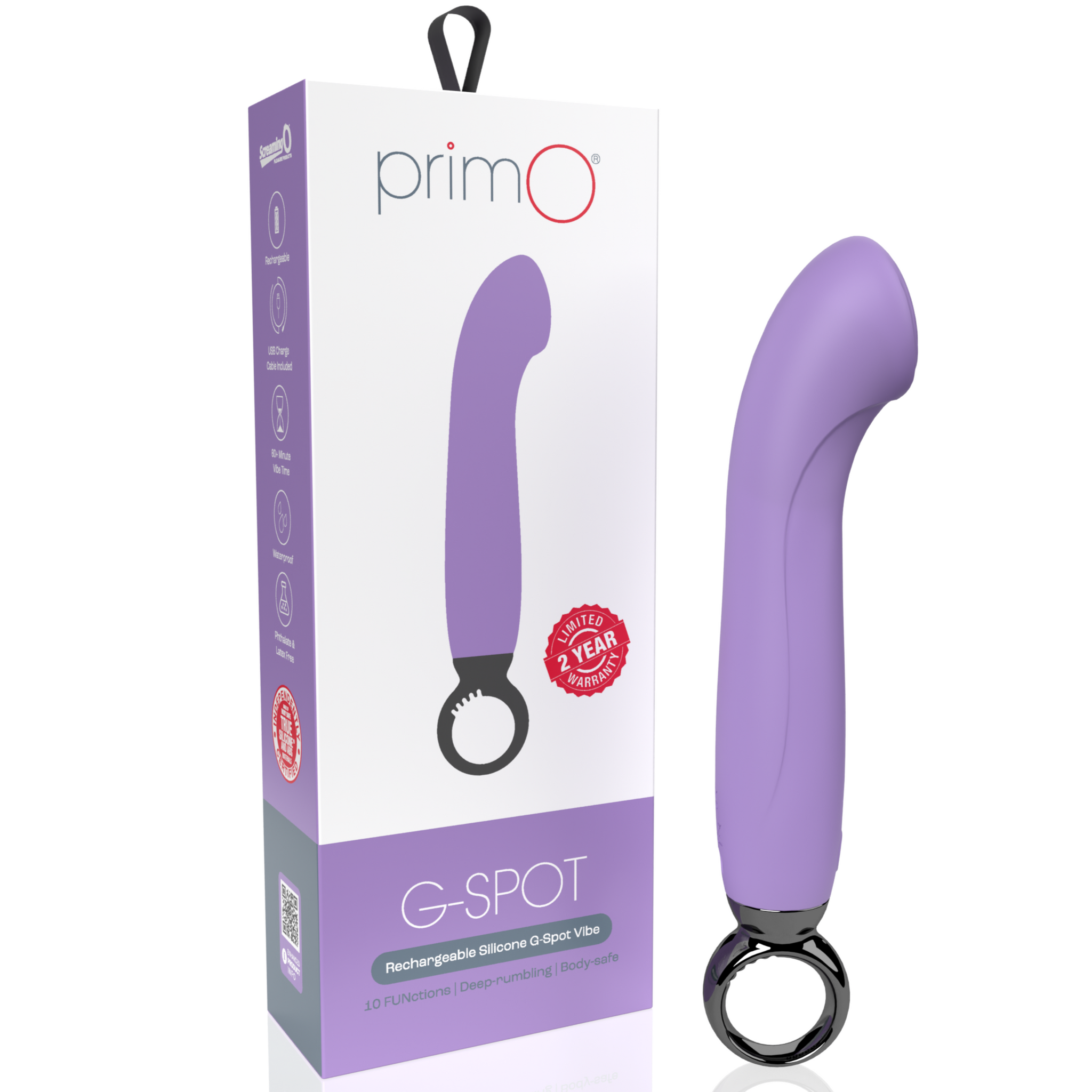 PrimO G-Spot Rechargeable Silicone Vibrator - Lilac
