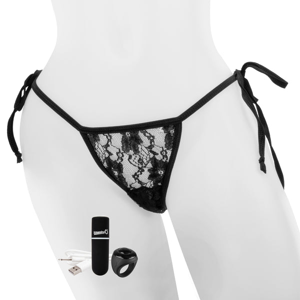 My Secret Rechargeable Vibrating Panty with Remote Control Ring Set - Black