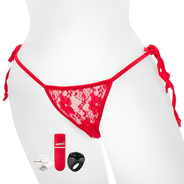 My Secret Rechargeable Vibrating Panty with Remote Control Ring Set - Red