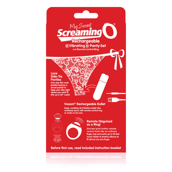 My Secret Rechargeable Vibrating Panty with Remote Control Ring Set - Red