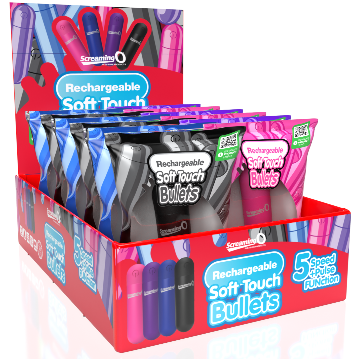 Soft Touch Assorted Rechargeable Bullet - 12 Count