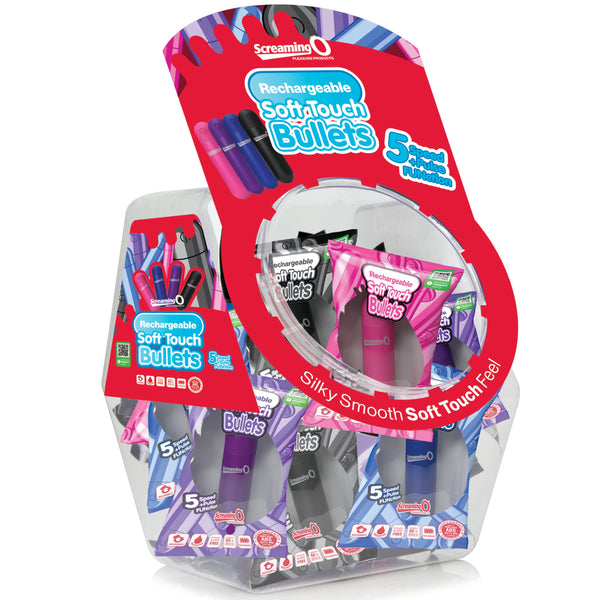 Soft Touch Assorted Rechargeable Bullet - 24 Count