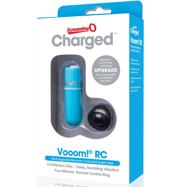 Charged Vooom  Rechargeable Bullet Vibe with Remote Control Ring - Blue