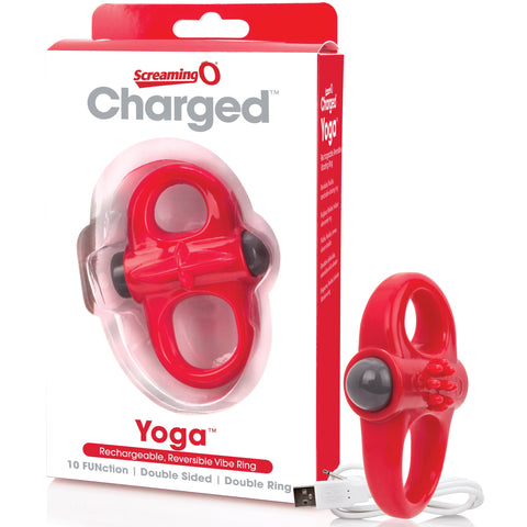 Charged Yoga Rechargeable Reversible Cock Ring - Red